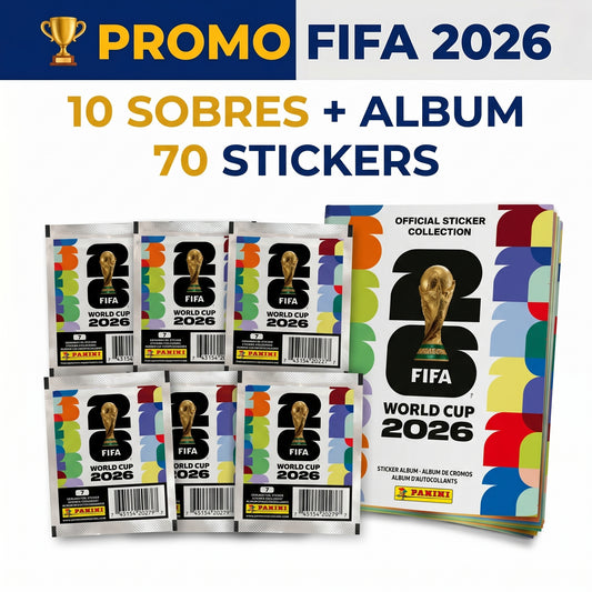 Pack 10 Sobres Panini FIFA World Cup 2026 + Álbum | 70 Stickers | Colección Oficial