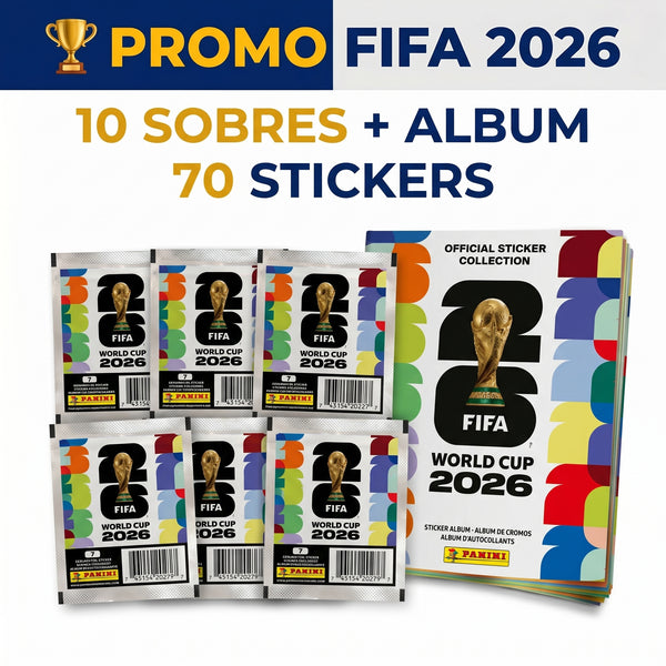 Pack 10 Sobres Panini FIFA World Cup 2026 + Álbum | 70 Stickers | Colección Oficial